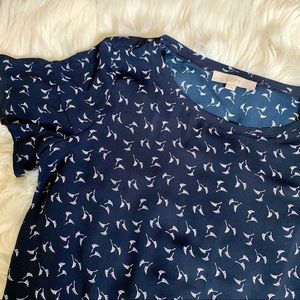 LOFT | Navy Patterned Blouse